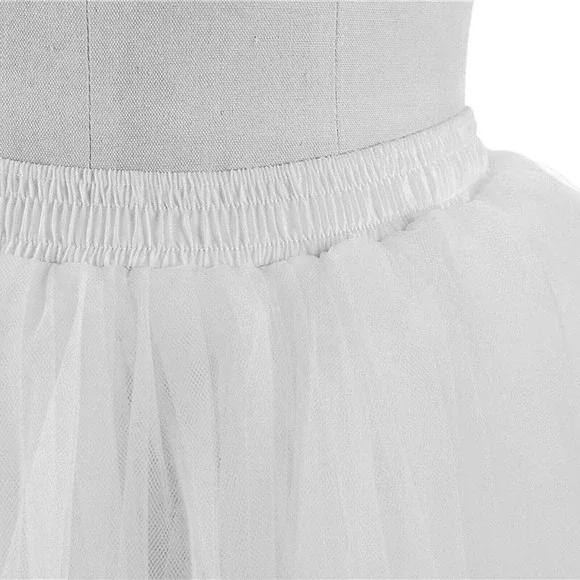 White Bridal Tulle Tutu Skirt Knee Length Lace Appliqués Pearls Beads OS - Picture 11 of 11